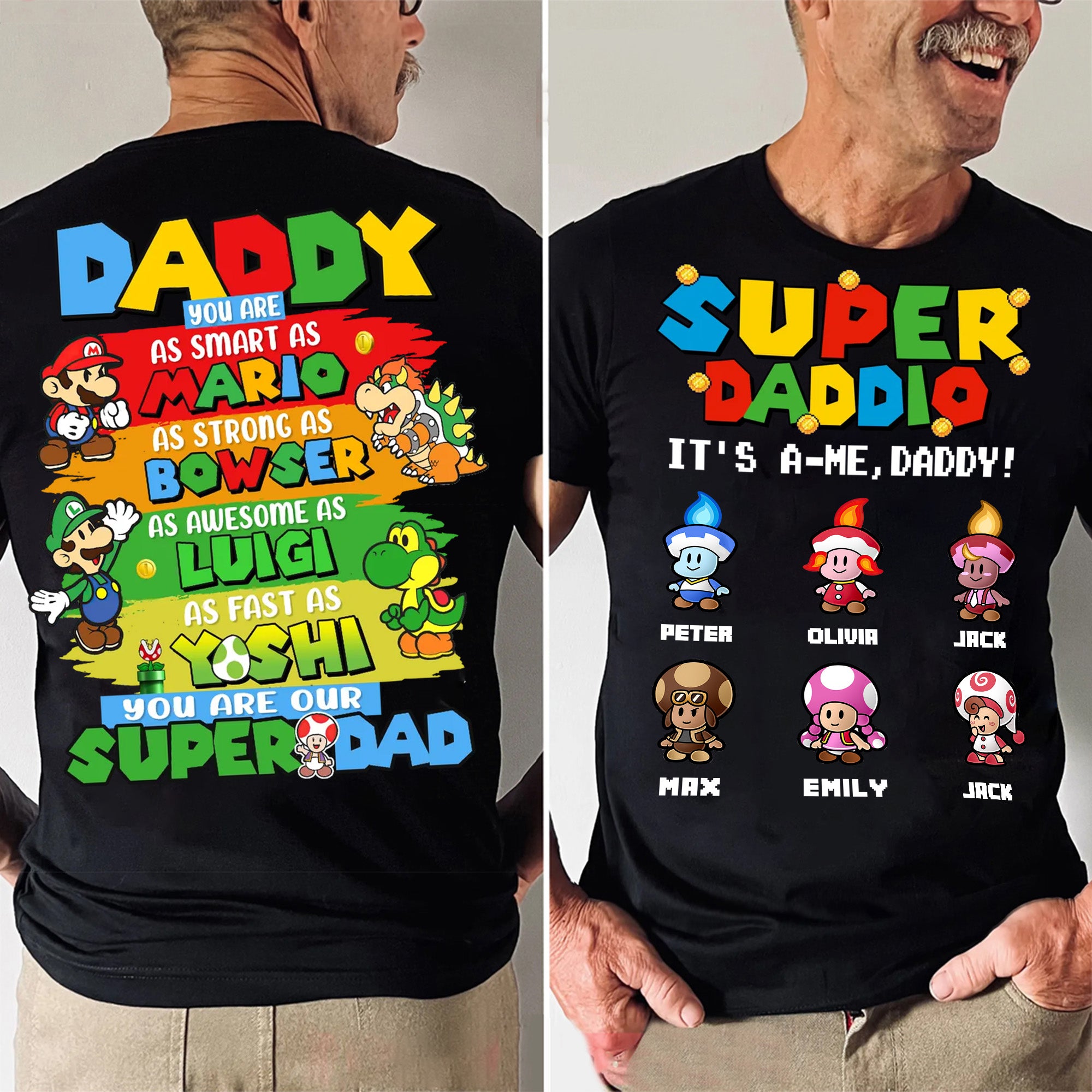 Daddy You Are Smart As Mario - Gift For Father's Day - Personalized Shirt 2 Side