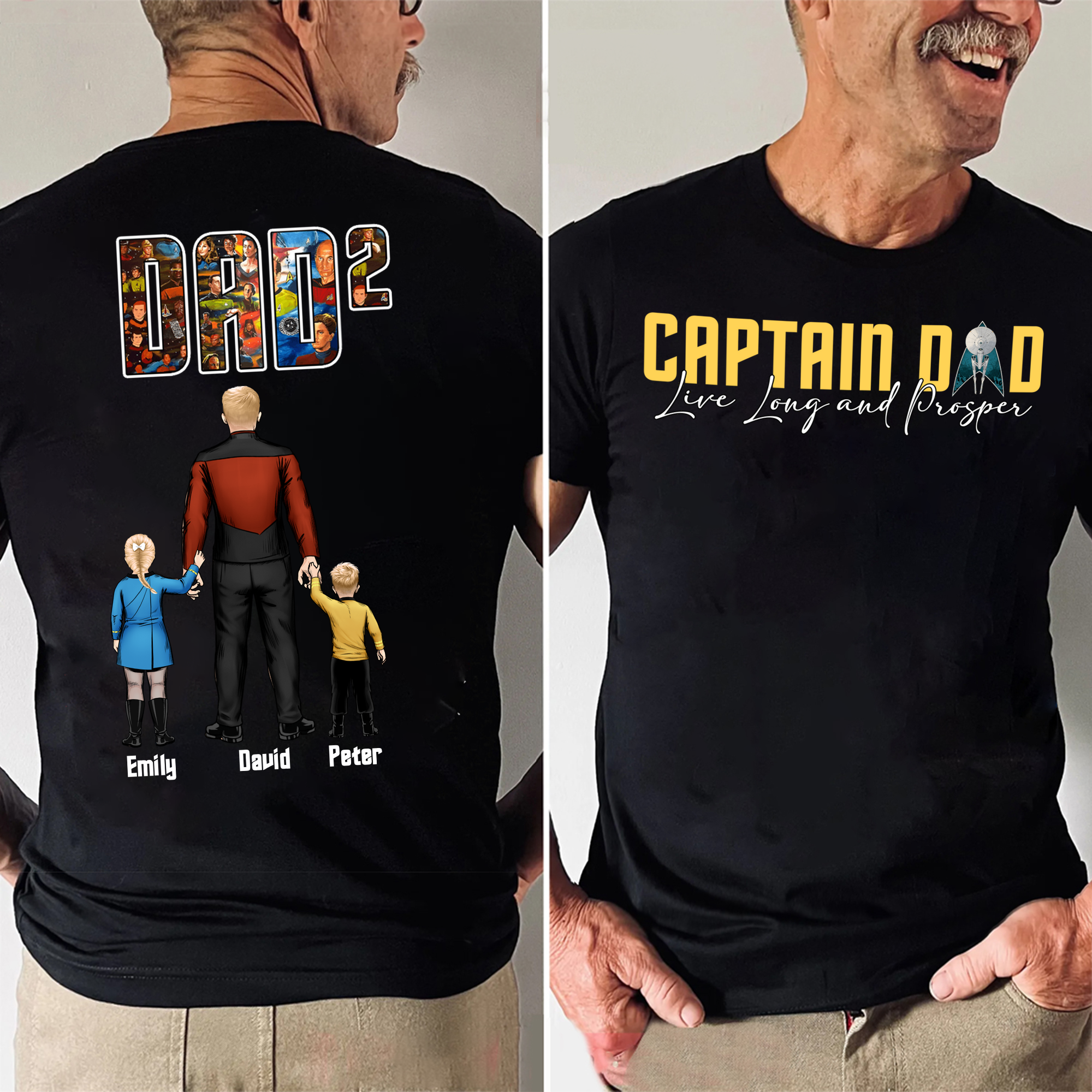 Captain Dad Live Long And Prosper - Gift For Dad - Personalized Shirt 2 Side - cl22 NA94