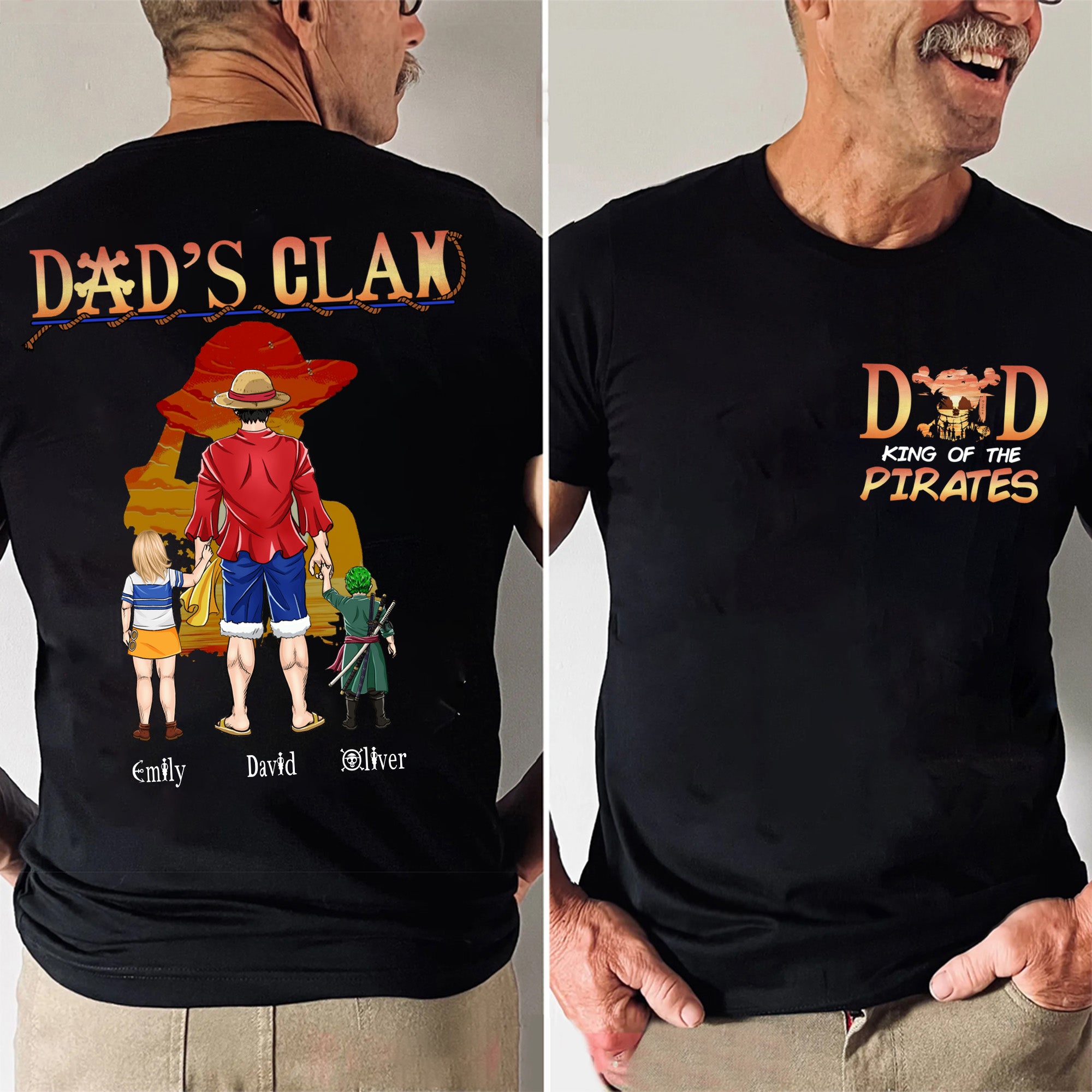 One Piece Dad's Clan King Of The Pirate - Gift For Father's Day - Personalized Shirt 2 Side