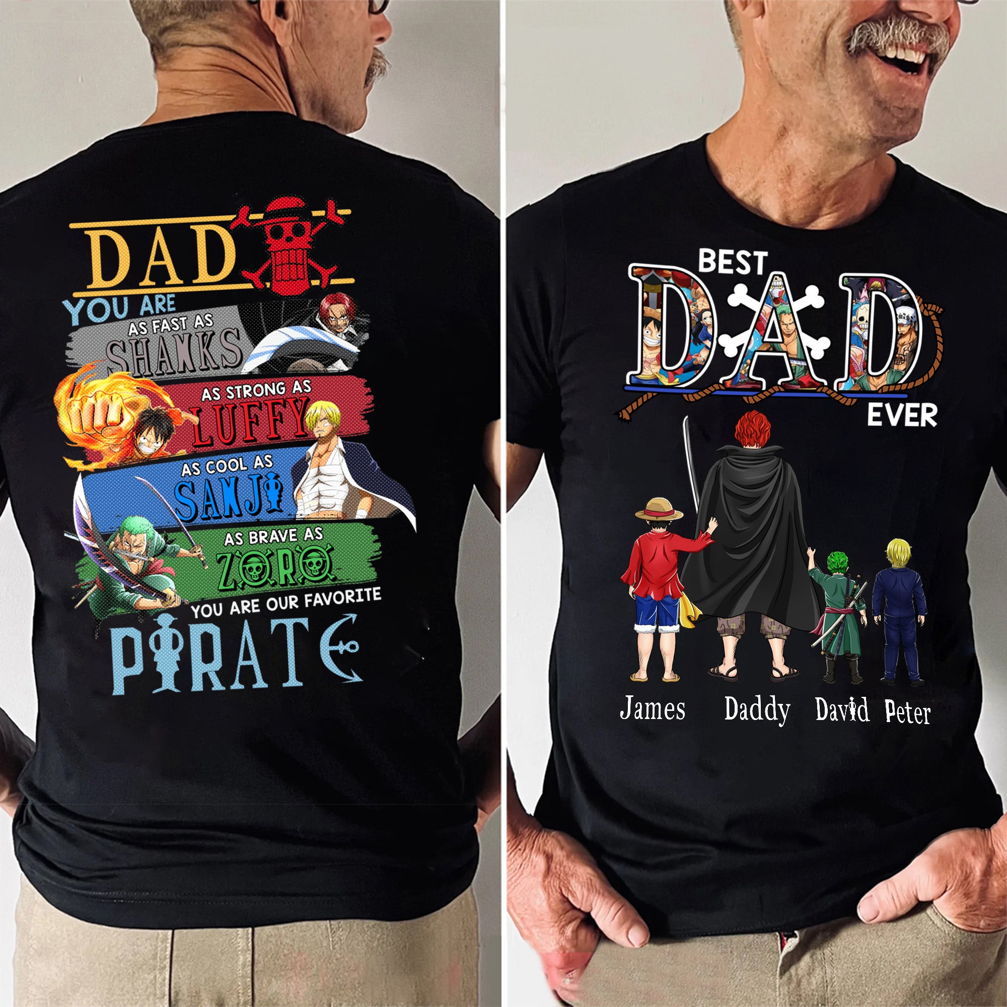 One Piece Dad You Are As Strong As Luffy As Fast As Shanks - Gift For Dad - Personalized Shirt 2 Side