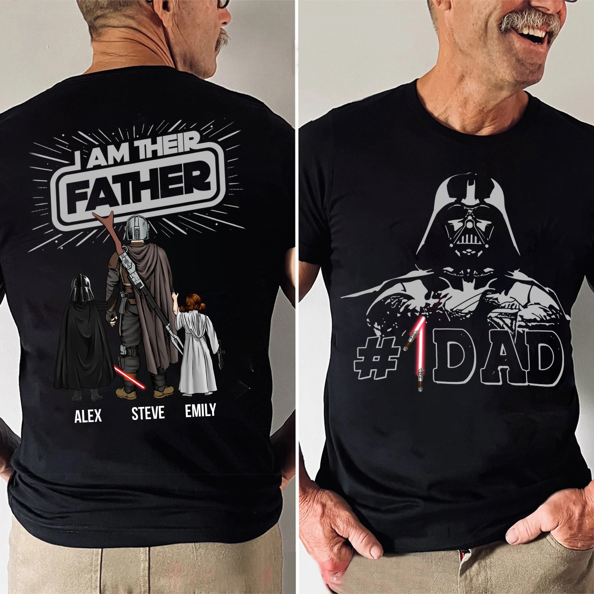 I Am Their Father Number 1 Dad - Gift For Father's Day - Personalized Shirt 2 Side