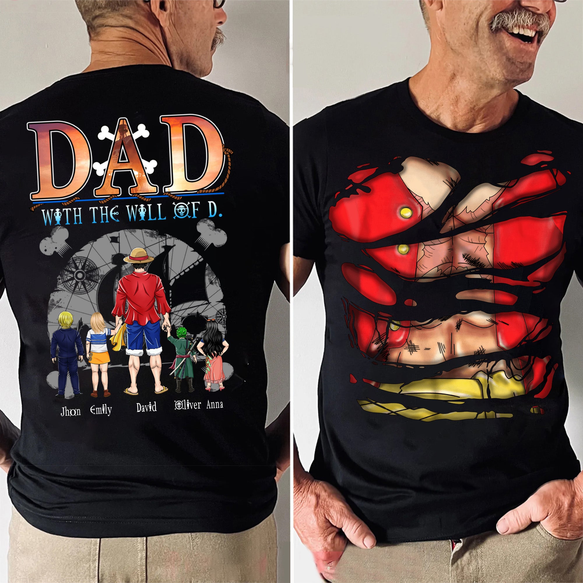 One Piece Dad With The Pirate Ship - Gift For Dad - Personalized Shirt 2 Side