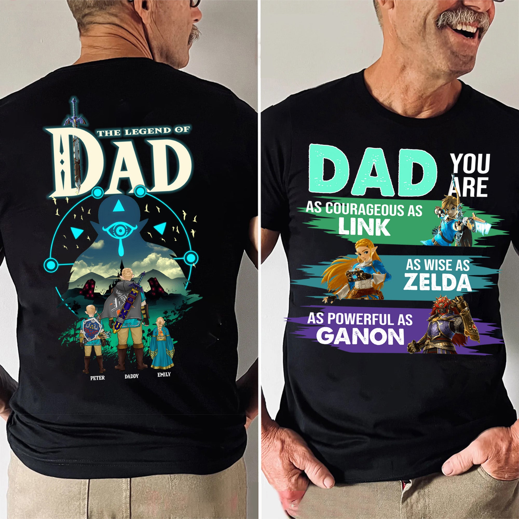 Zelda My Dad Is As Powerful As Ganon - Gift For Father's Day - Personalized Shirt 2 Side