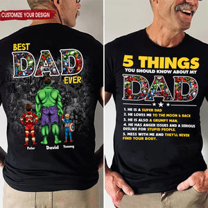 Super Hero Papa I Love You For Ever - Gift For Dad, Husband, Father's Day - Personalized Shirt 2 Side