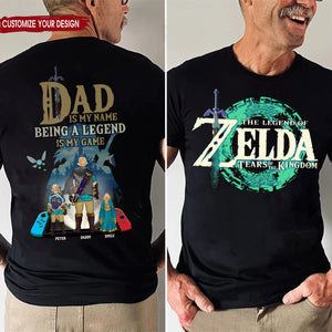 Papa Is My Name Being A Legend Zelda Is My Game - Gift For Dad, Husband, Father's Day - Personalized Shirt 2 Side