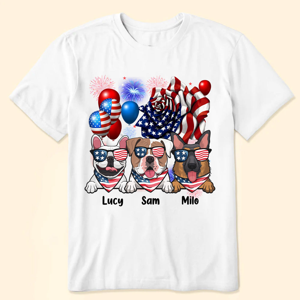 Happy 4th Of July Dog With Flag - Gift For Pet Lovers - Personalized TShirt