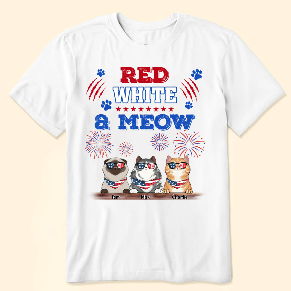 Happy 4th July Red White And A Meow - Gift For Cat Lovers - Personalized TShirt - CL12 NA94