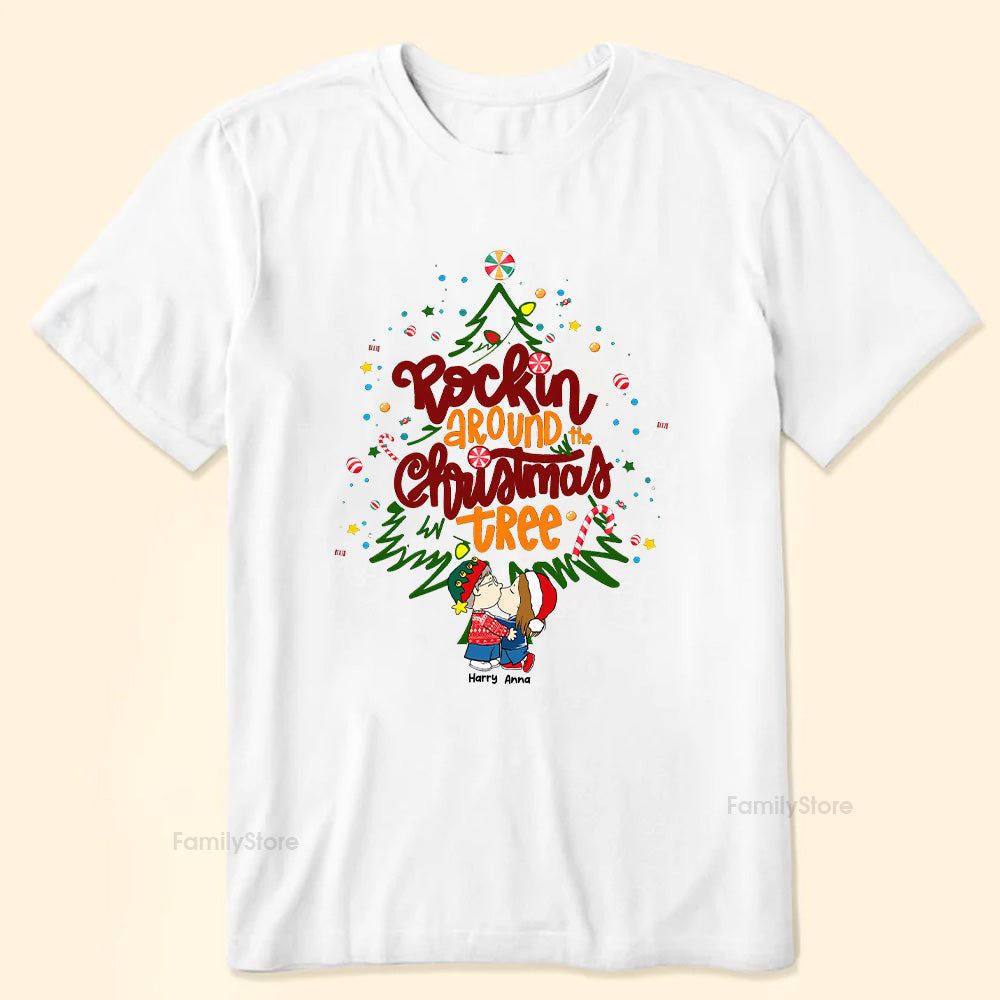 Rockin' Around The Christmas Tree Peanuts - Personalized Shirt - Gift For Couple, Husband Wife, Anniversary, Engagement, Wedding, Marriage Gift - CL45 NH96