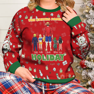 One Piece Family Happy Holidays - Personalized Ugly Sweatshirt - Gift for Dad, Grandpa, Husband, CL11 NH96