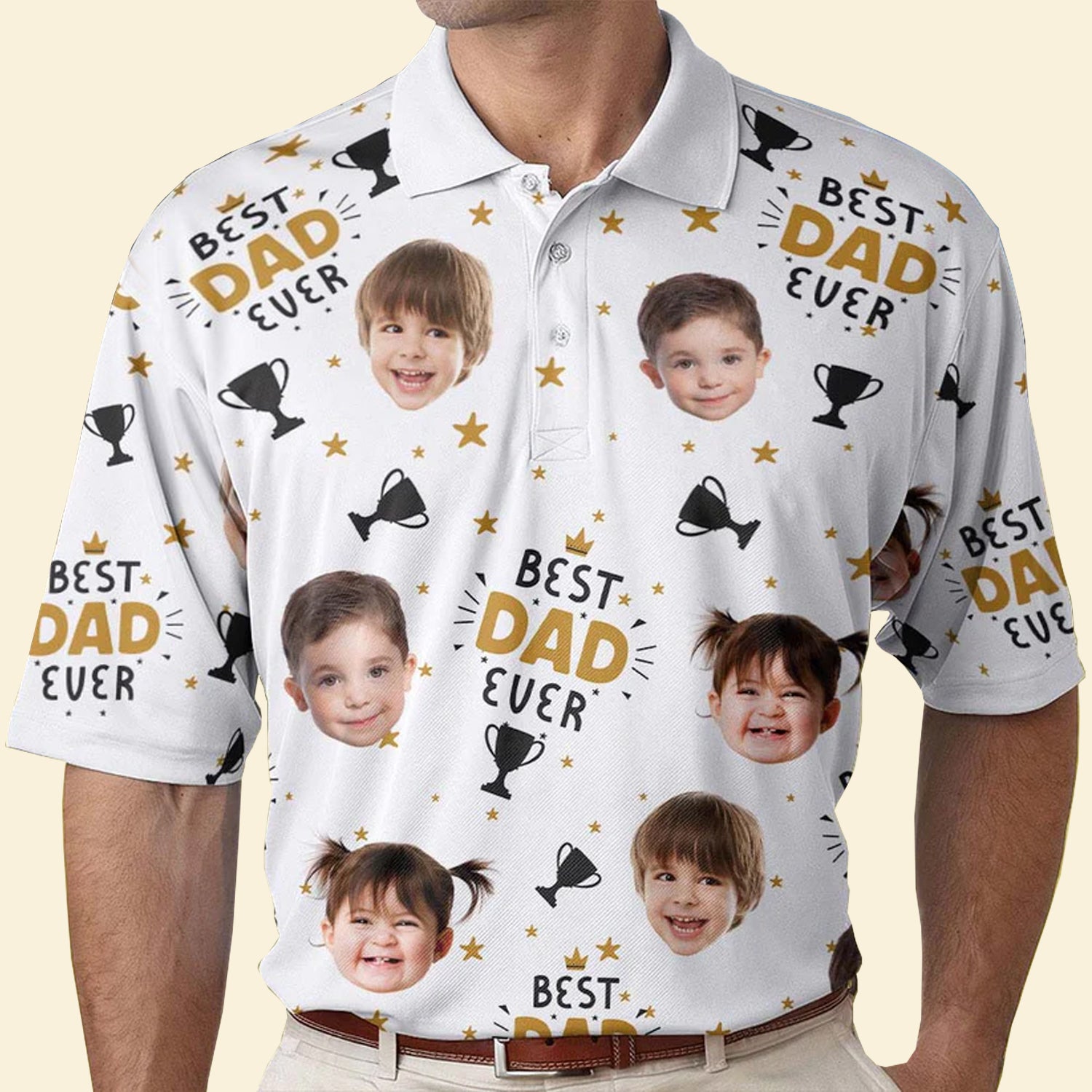 Custom Photo Best Dad Ever With The Trophies - Gift For Dad - Personalized Men Polo Shirt