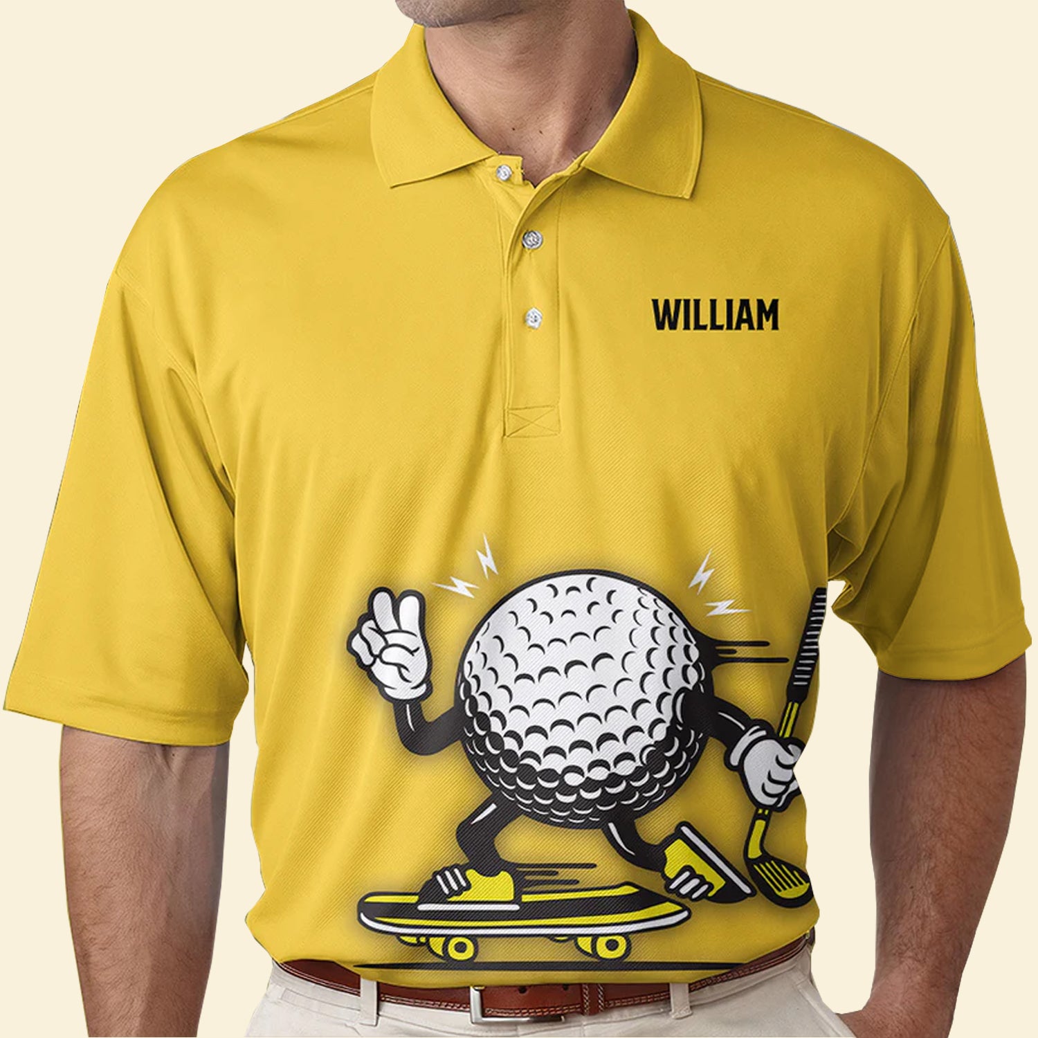 Custom Name Golf With Skater Golf Ball - Gift For Golf Lovers - Personalized Men Polo Shirt