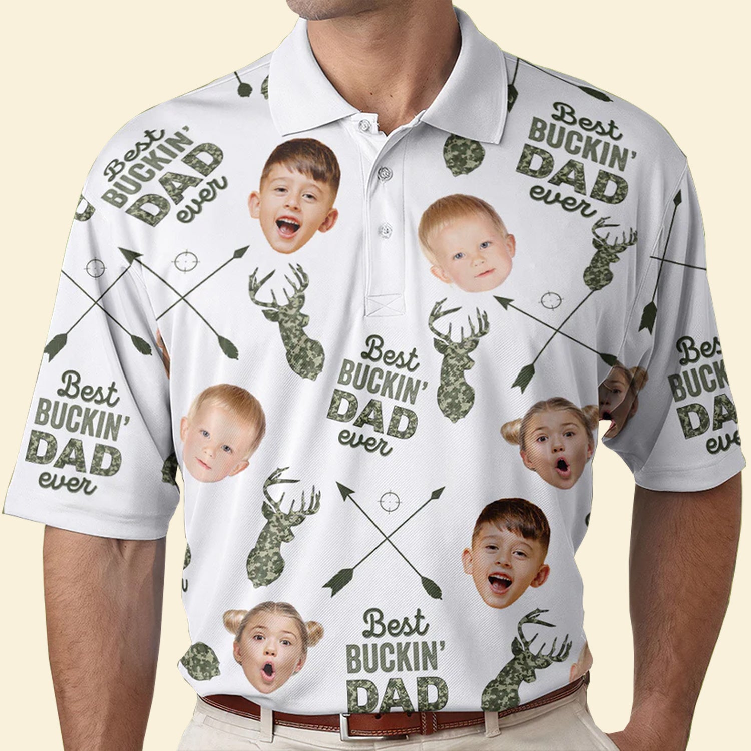 Custom Photo Best Buckin' Dad Ever - Gift For Father's Day - Personalized Men Polo Shirt