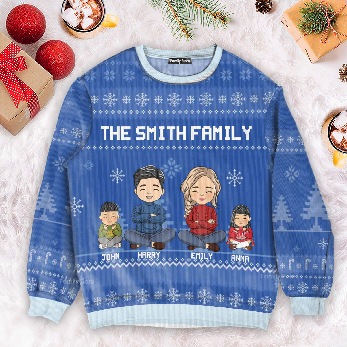 Lights Fill The Streets Spreading So Much Cheer - Gift For Family - Personalized Ugly Sweater - CL35 NA94