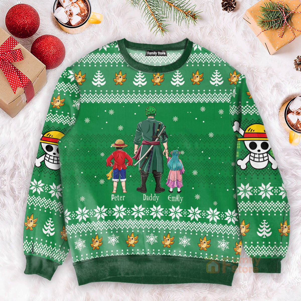 One Piece Chibi Family - Gift For Christmas - Personalized Ugly Sweater - CL11 NH96