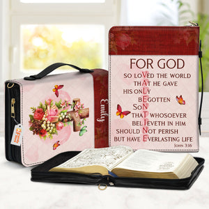 For God So Loved The World Christian Valentine - Unique Personalized Bible Covers - AT4080932