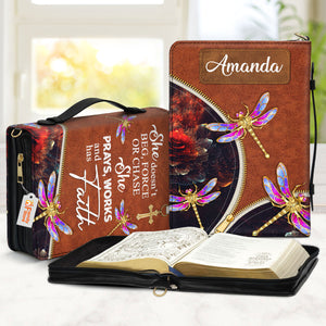 She Prays, Works, And Has Faith Pretty Dragonfly - Unique Personalized Bible Covers - AT4081413