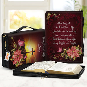 More Than Just The Pastor's Wife Flower And Cross - Scripture Gifts For Women Of God - Personalized Bible Covers - AT4082427