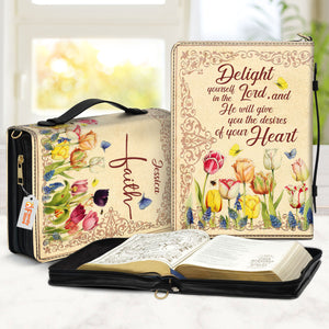 Flower Delight Yourself In The Lord - Unique Personalized Bible Covers - AT4082440