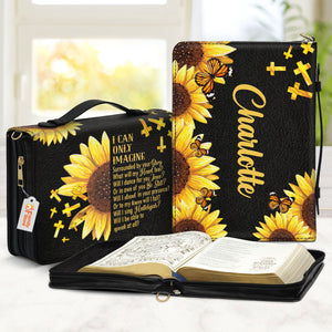 I Can Only Imagine Sunflower And Cross - Personalized Bible Covers - AT4080914