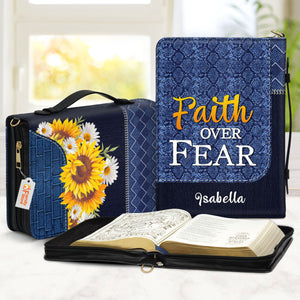 Sunflower Faith Over Fear - Awesome Personalized Bible Covers - AT4082426