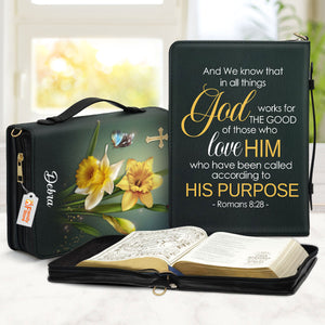 Romans 828 And We Know That In All Things Gods Works - Beautiful Personalized Bible Covers - AT4082444