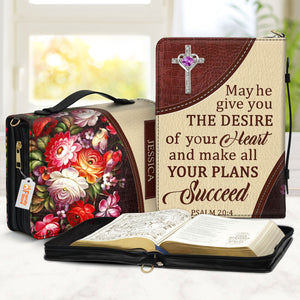 May He Make All Your Plans Succeed - Awesome Personalized Flower Bible Covers - AT4080701