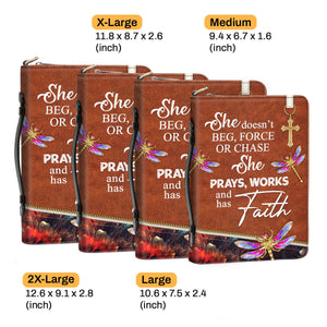 She Prays, Works, And Has Faith Pretty Dragonfly - Unique Personalized Bible Covers - AT4081413