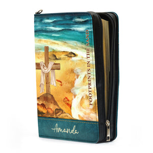 Footprints In The Sand - Unique Personalized Bible Covers - AT4080940