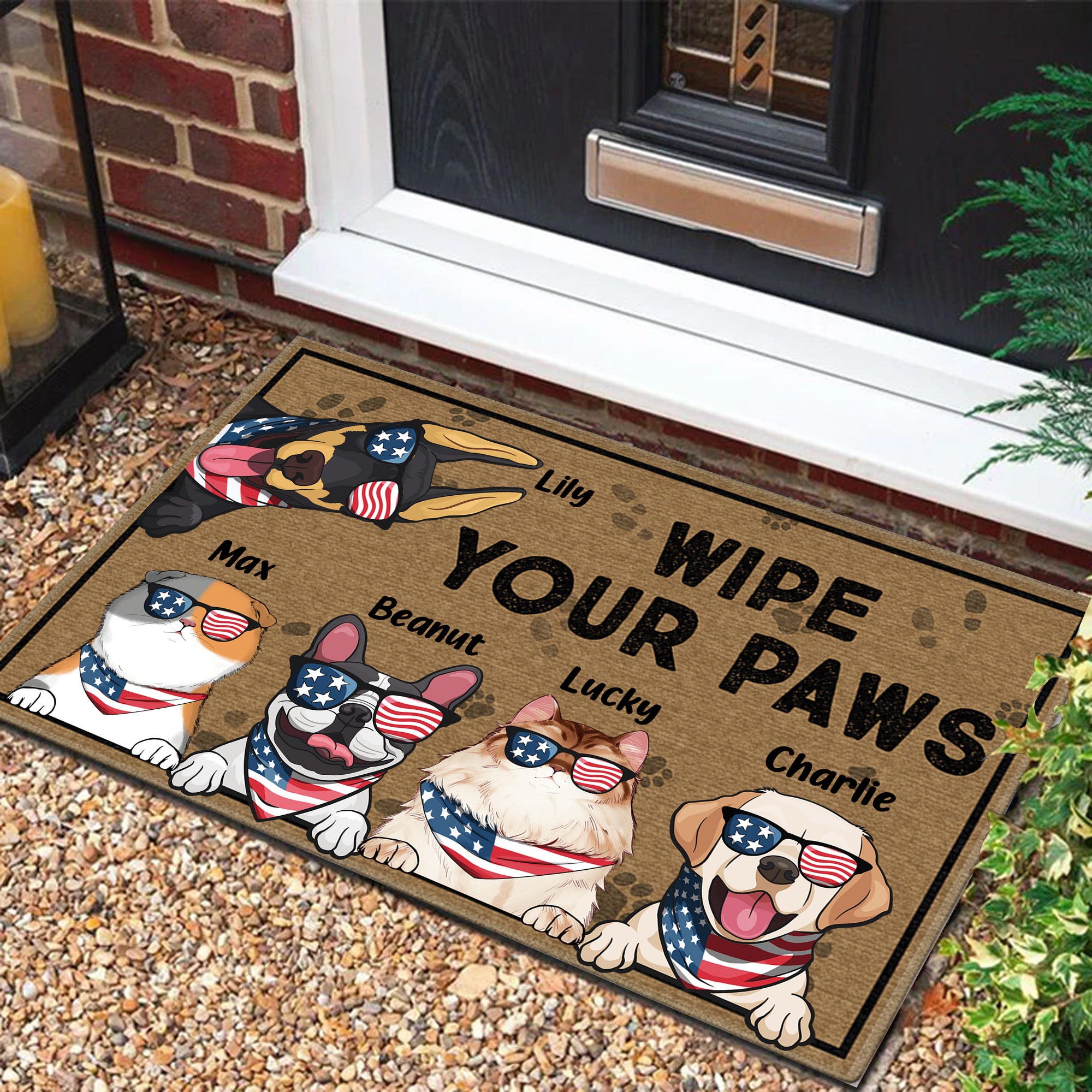 Dogs And Cats Wipe Your Paws - Gift For Pet Lovers - Personalized Door Mat