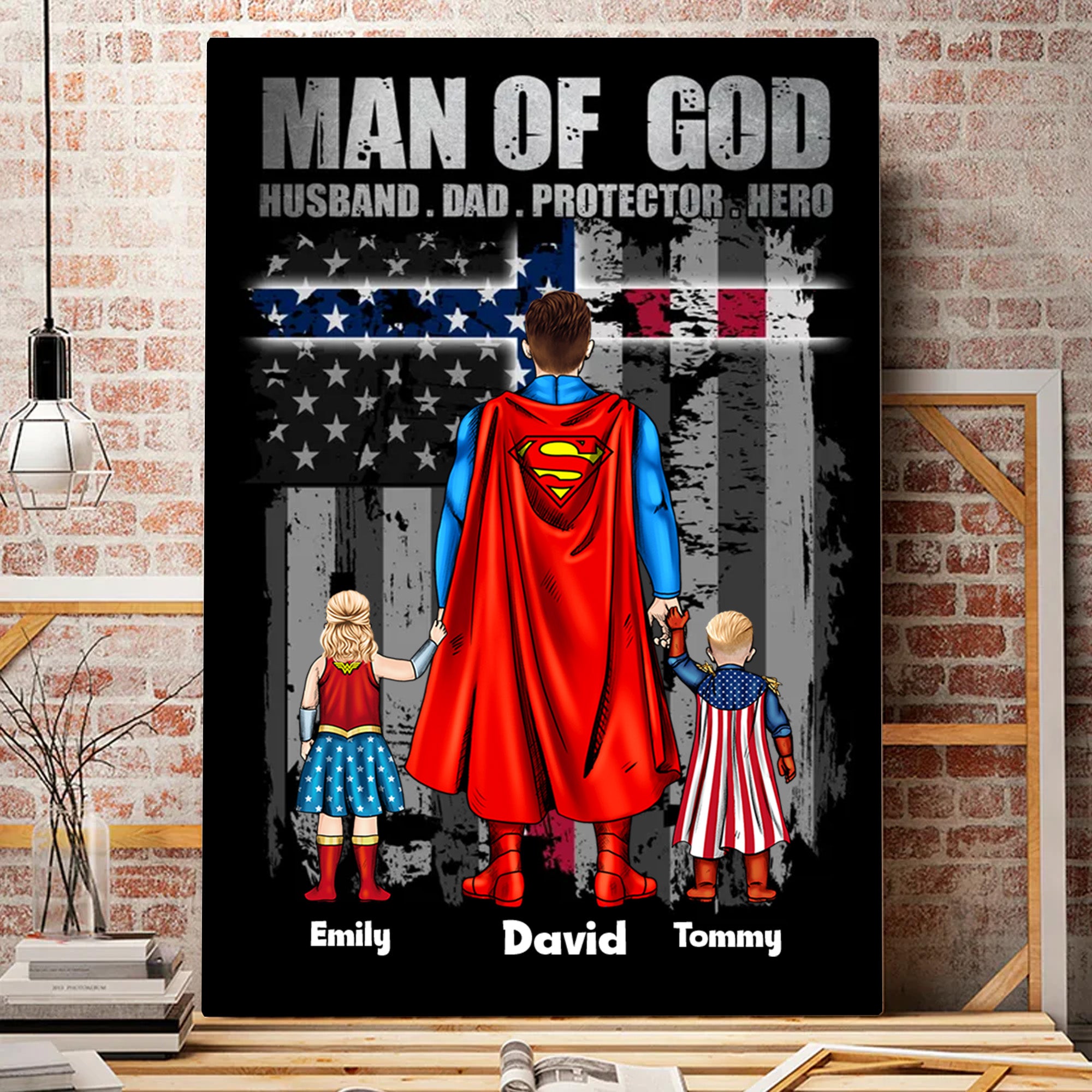 Super Dad, Man Of God - Gift For Father's Day - Personalized Canvas Poster