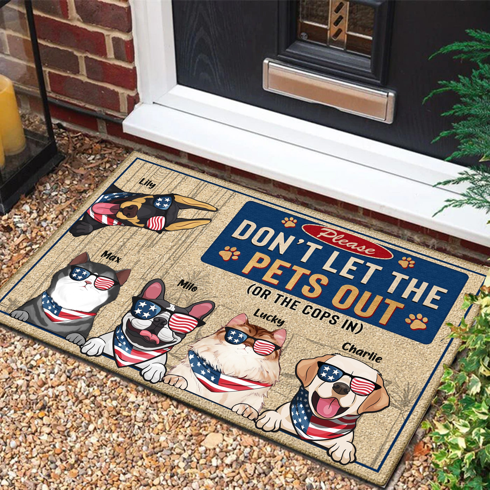 Please Don't Let The Cats Out - Gift For Pet Lovers - Personalized Door Mat