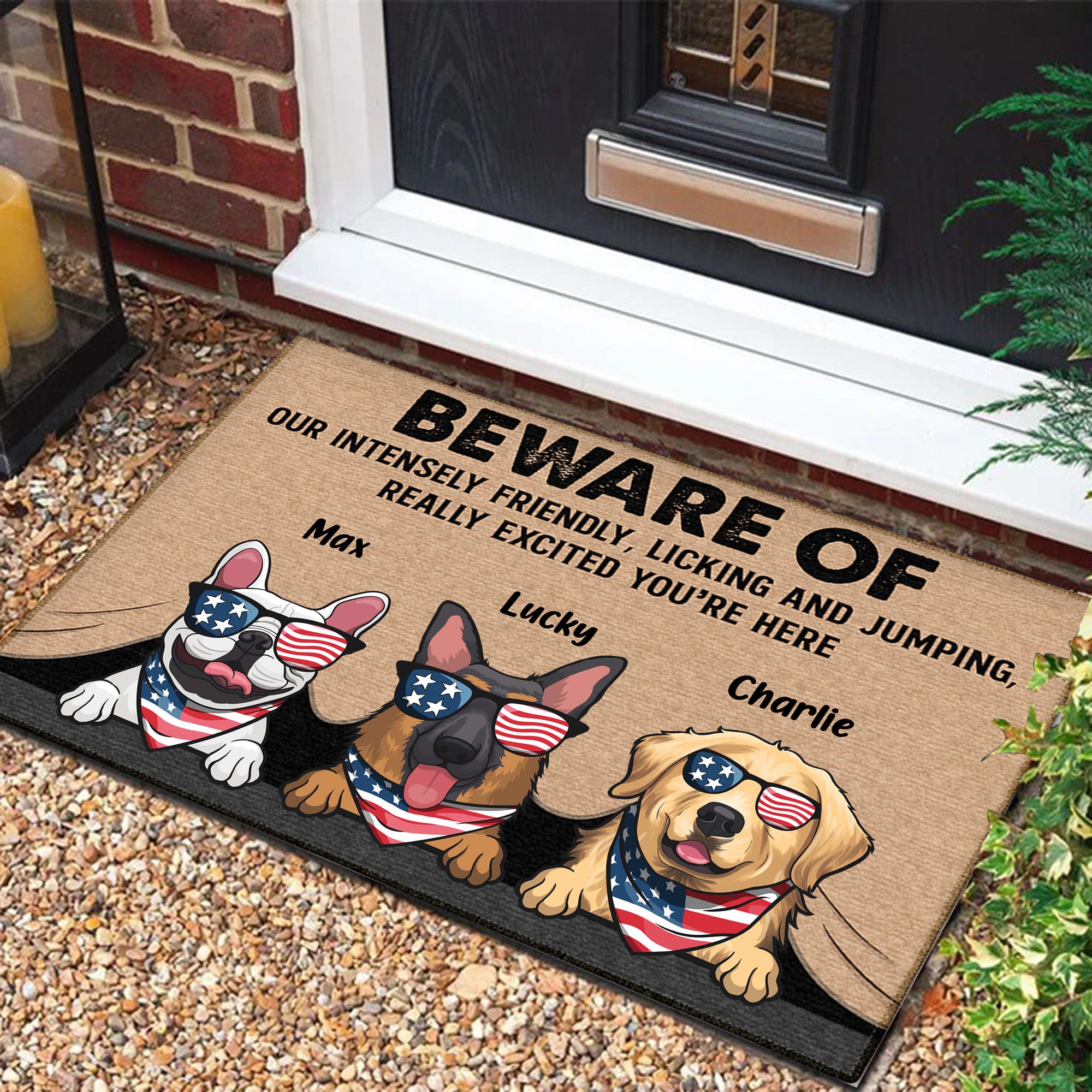 Be Aware Of Our Intensely Licking Pets - Gift For Pet Lovers - Personalized Door Mat