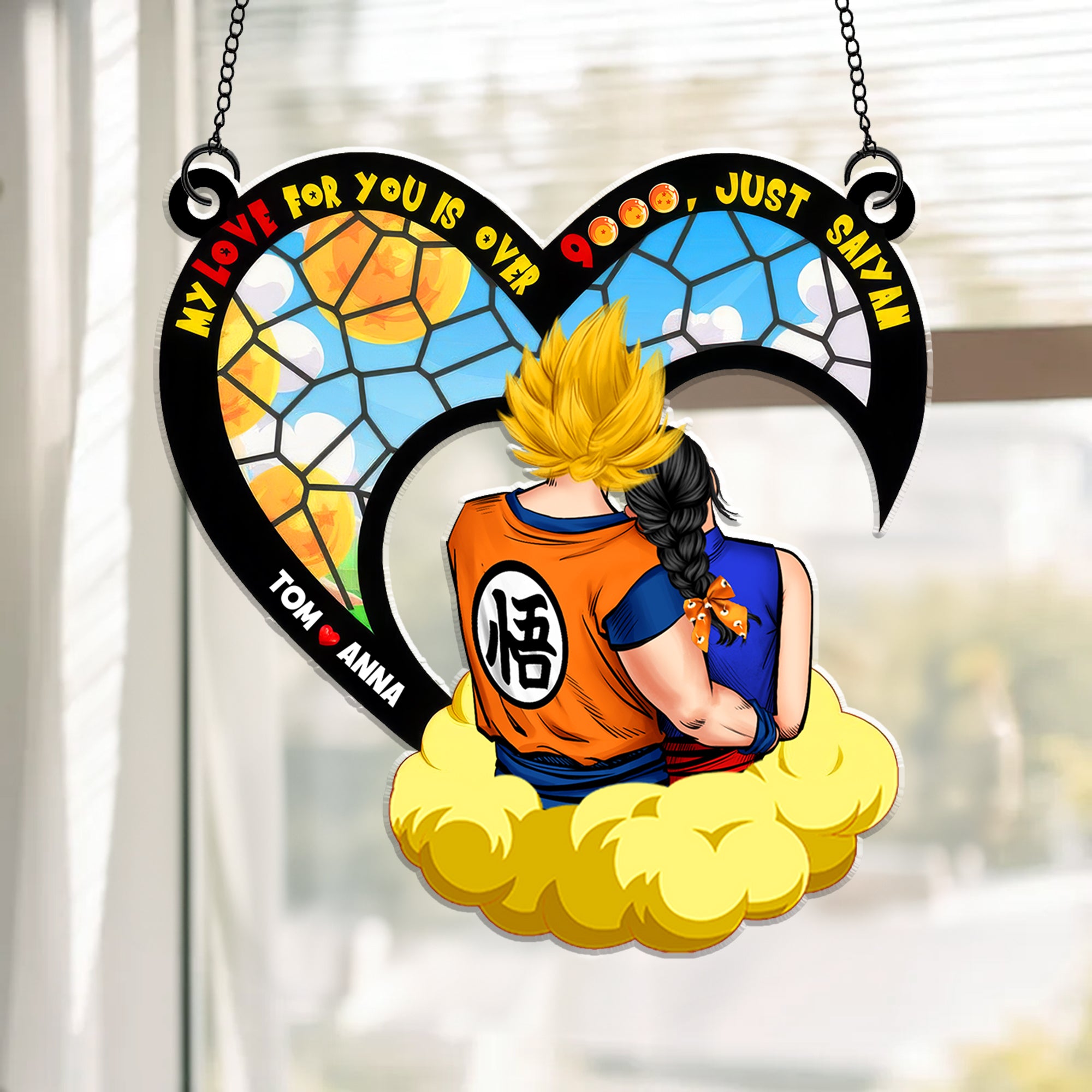 My Love For You Is Over 9000 - Gift For Couple - Window Hanging Suncatcher Ornament - CL18 NH96