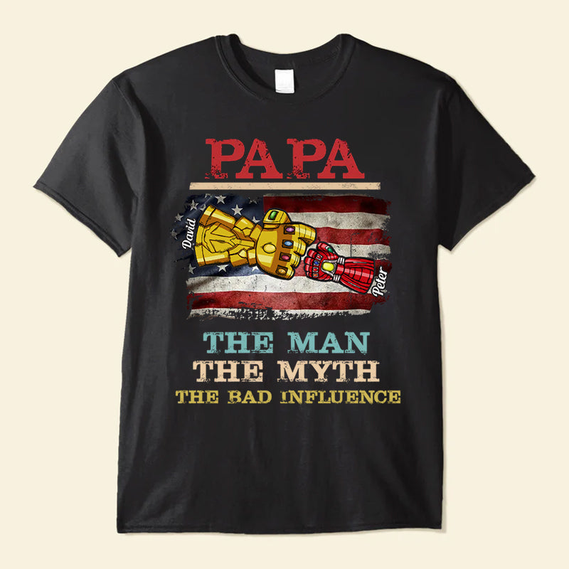 USA The Man The Myth The Bad Influence - Gift For Dad, Grandfather - Personalized Shirt