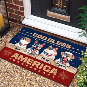 God Bless America Happy Independence Day - Gift For Pet Lovers - Personalized Door Mat