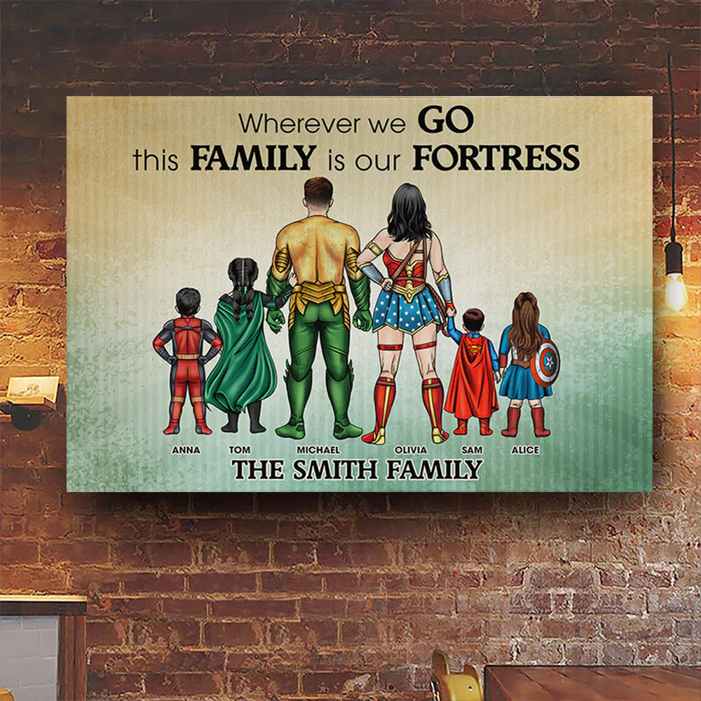 Wherever We Go This Family Is Our Fortress - Gift For Father's Day - Personalized Canvas Poster