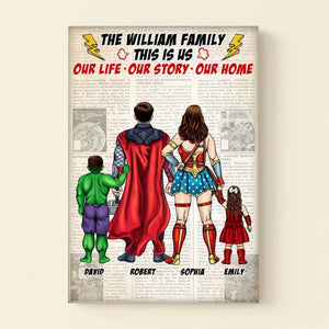 4 Our Life Our Story Our Home - Gift For Dad, Husband, Father's Day - Personalized Canvas Poster