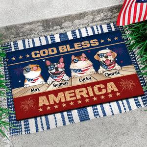 God Bless America Happy Independence Day - Gift For Pet Lovers - Personalized Door Mat