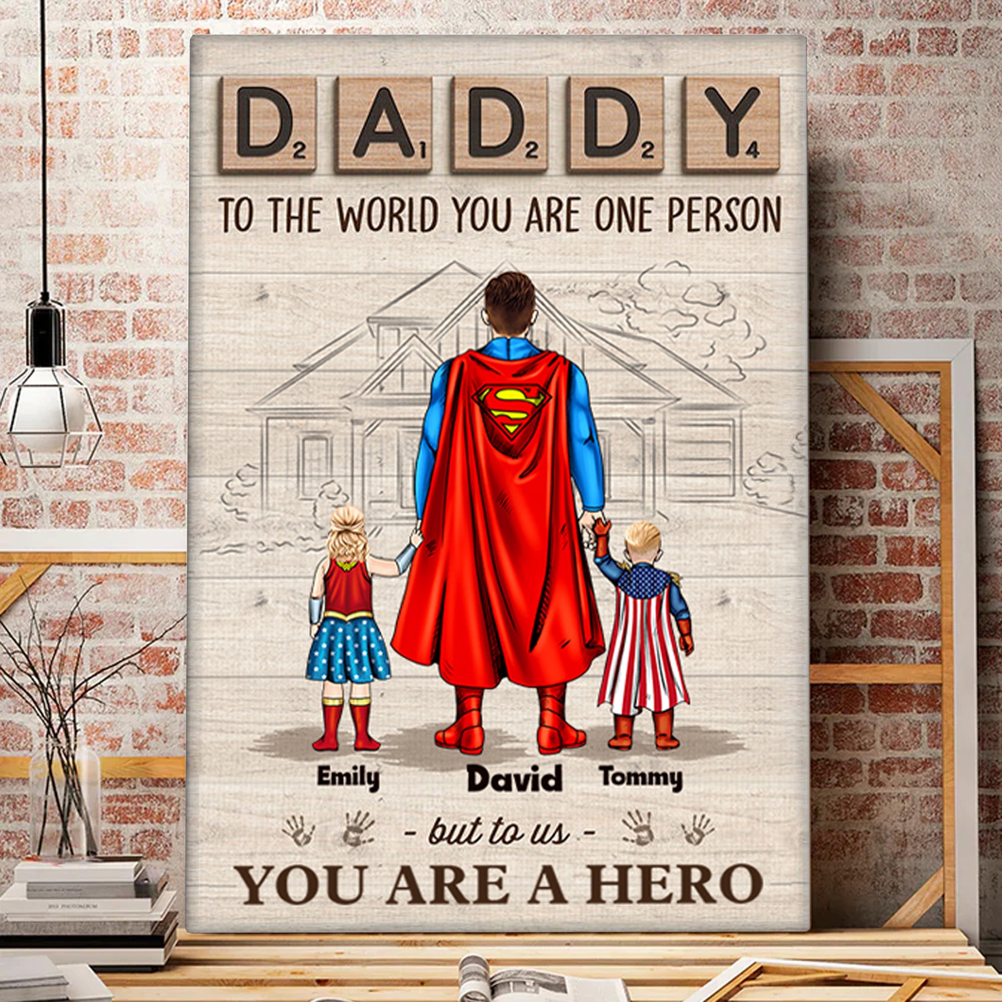 Dad We Love You - Gift For Dad, Grandfather - Personalized Canvas
