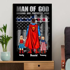 Super Dad, Man Of God - Gift For Father's Day - Personalized Canvas Poster