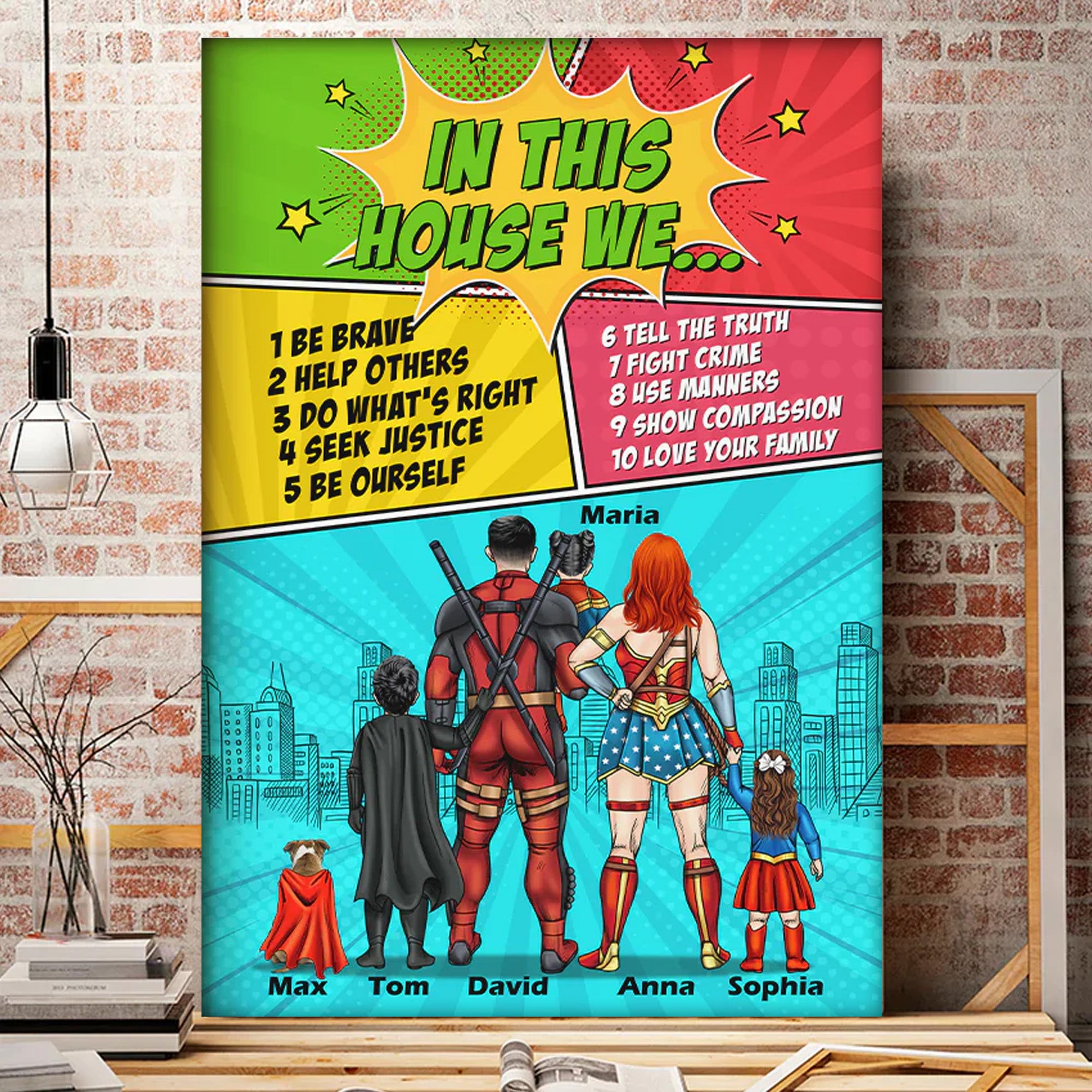 In This Super House We're Be Brave - Gift For Father's Day - Personalized Canvas Poster