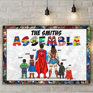 Assemble, The Super Family - Gift For Dad, Father's Day - Personalized Canvas Poster