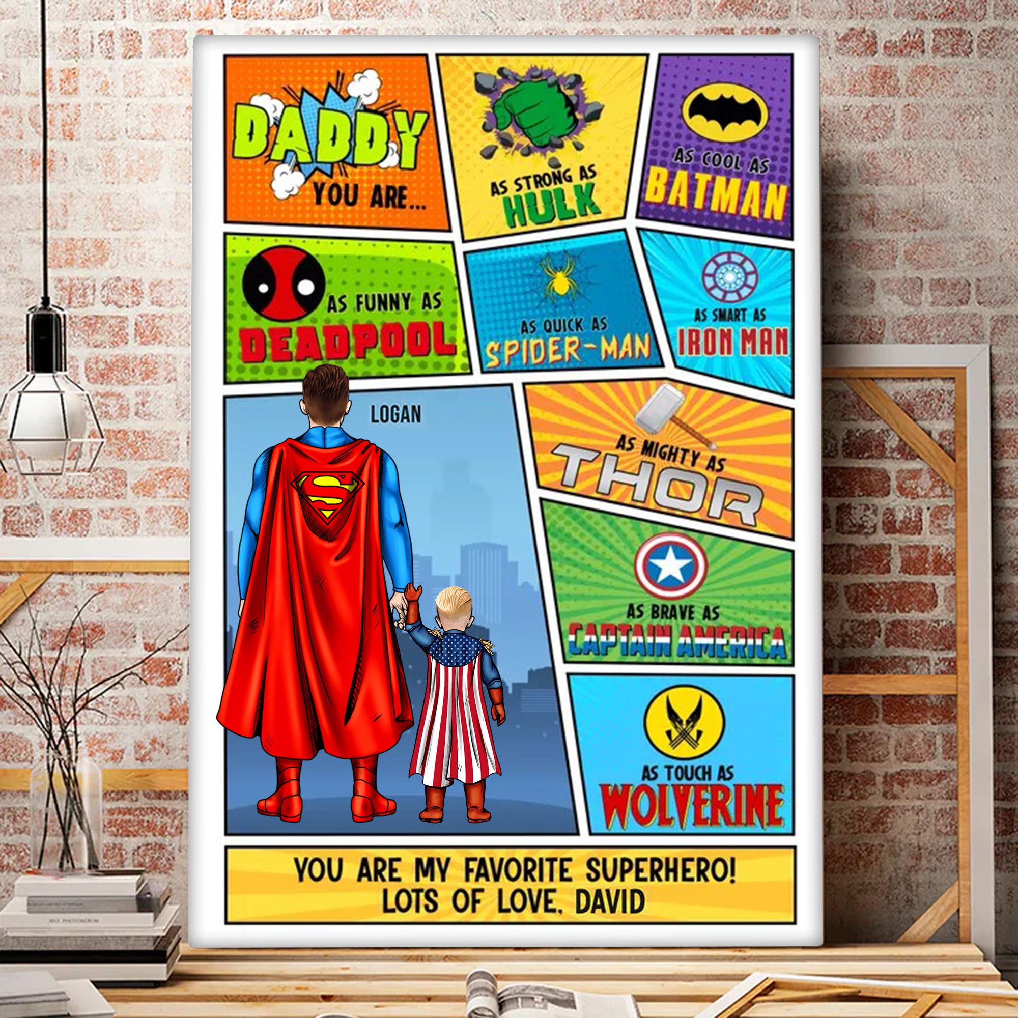 Daddy You Are As Strong As Hulk, As Cool As Batman - Gift For Father's Day - Personalized Canvas Poster