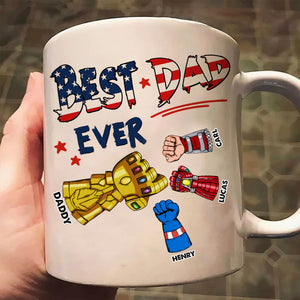 Best Dad Ever Hand To Hands American Flag - Gift For Dad - Personalized Ceramic Mug