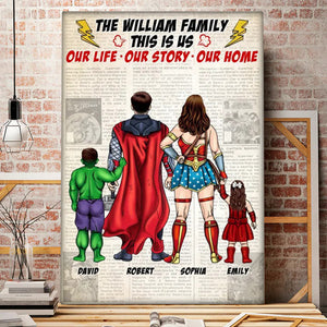 4 Our Life Our Story Our Home - Gift For Dad, Husband, Father's Day - Personalized Canvas Poster