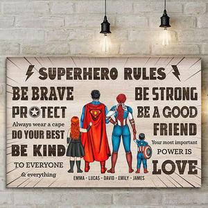 Super Family Rules - Gift For Dad, Father's Day - Personalized Canvas Poster