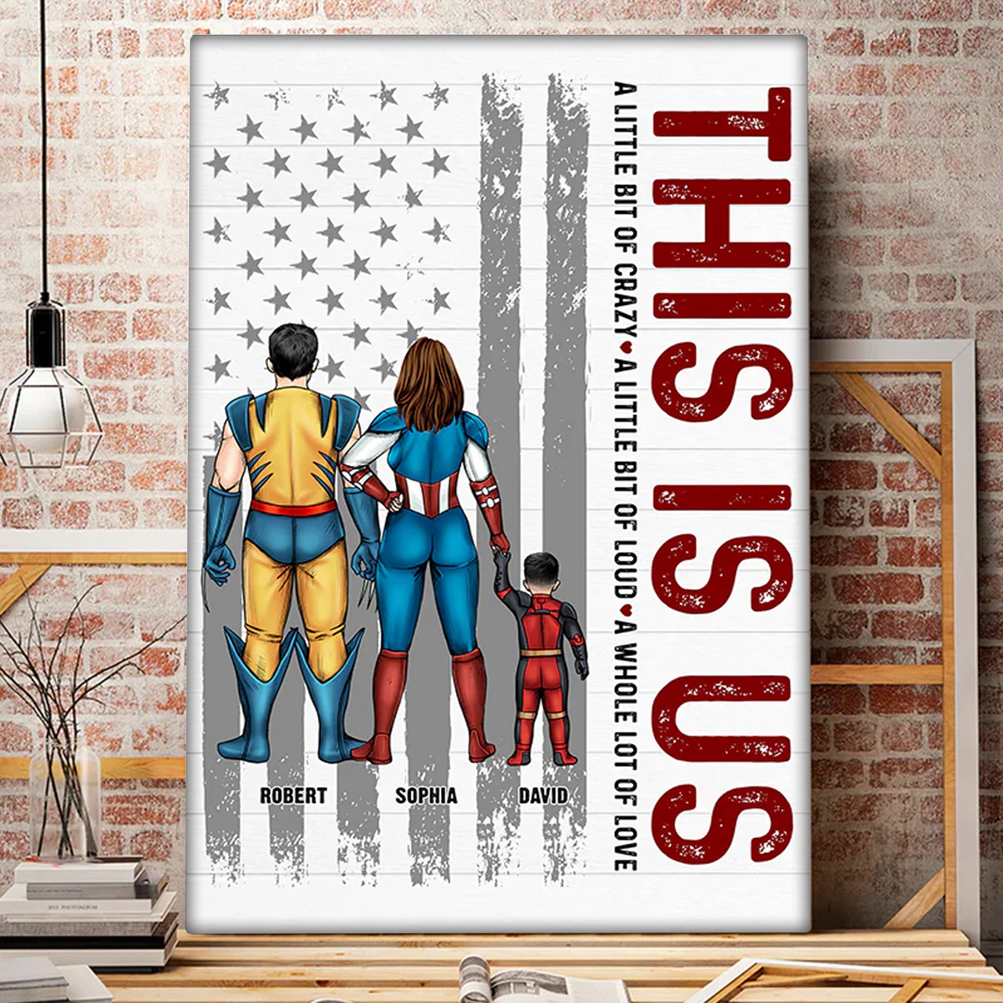 Super Family, A Whole Lot Of Love - Gift For Father's Day - Personalized Canvas