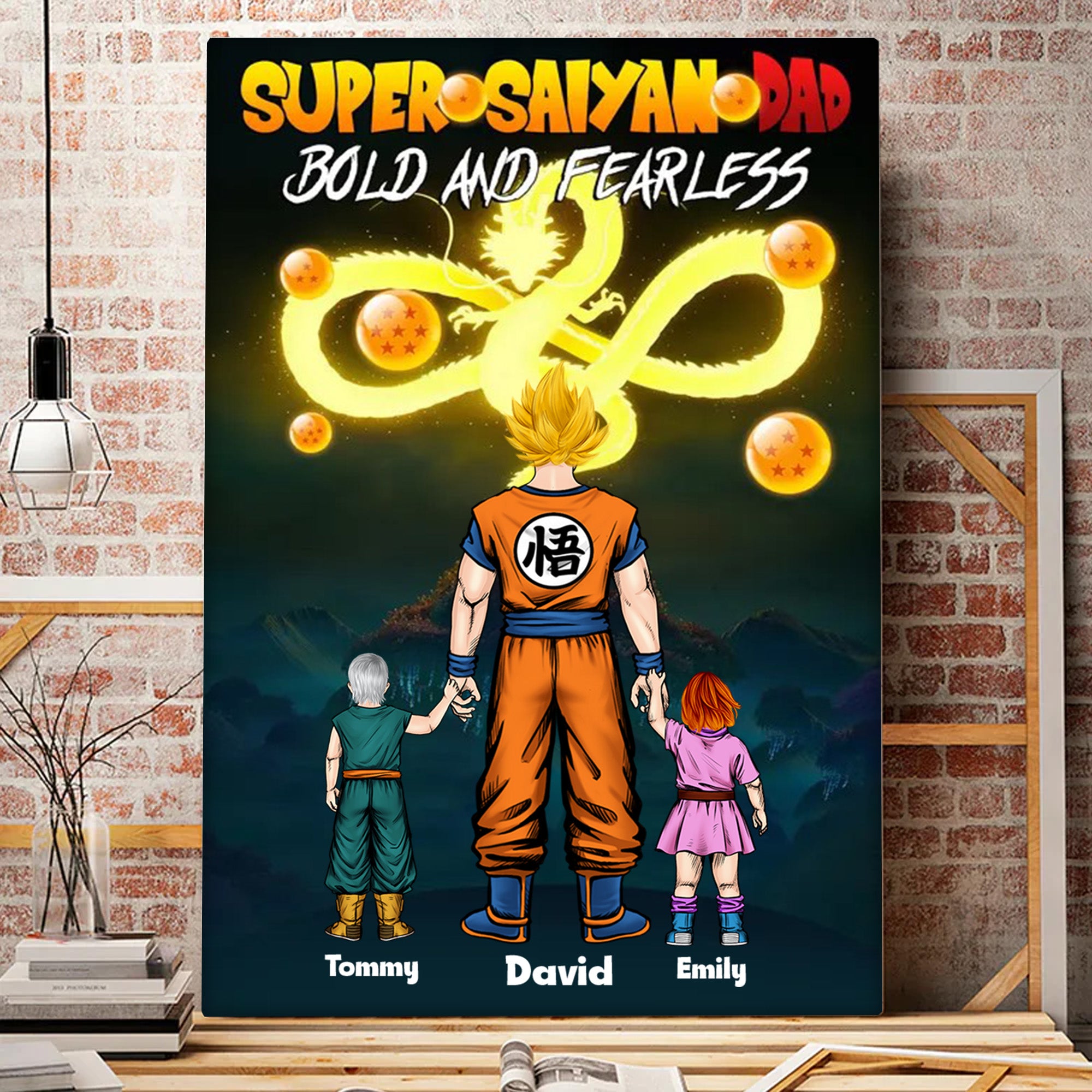 Super Saiyan Dad Bold And Fearless - Gift For Father's Day - Personalized Canvas Poster