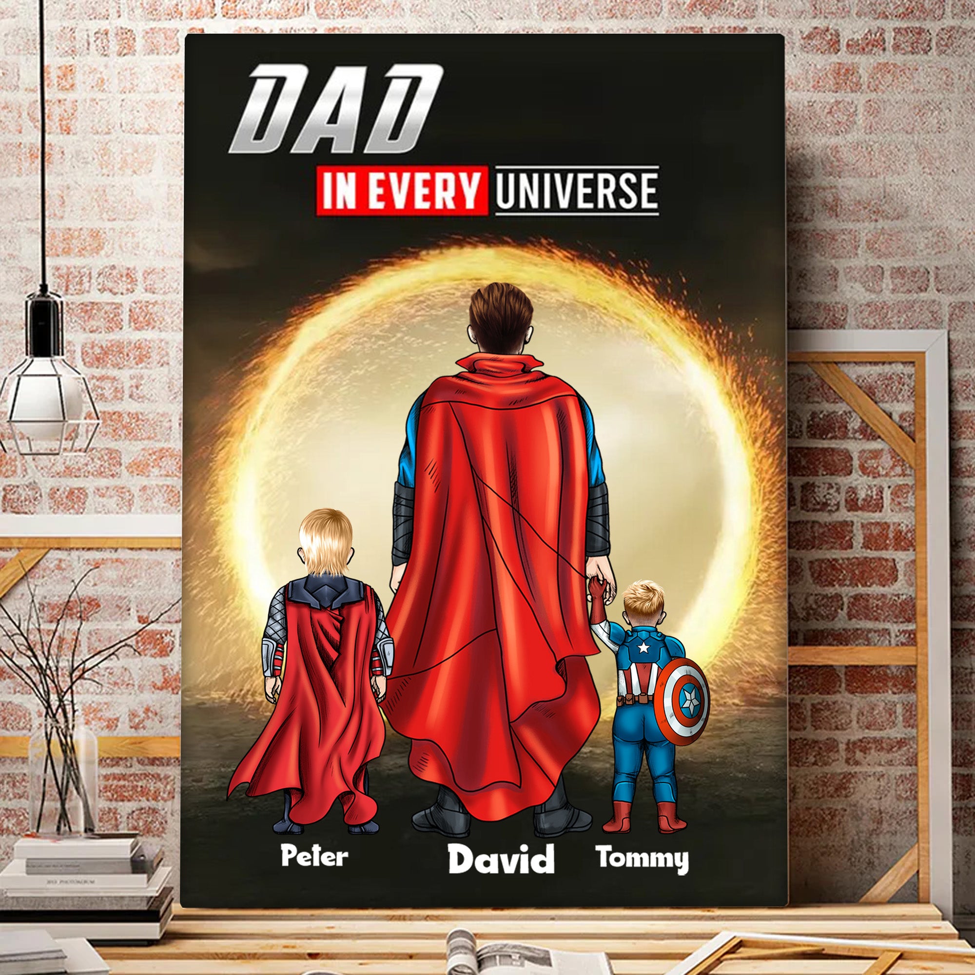 Dad We Love You In Every Universe - Gift For Father's Day - Personalized Canvas Poster