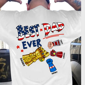 Best Dad Ever Hand To Hands American Flag - Gift For Dad, Grandfather - Personalized TShirt